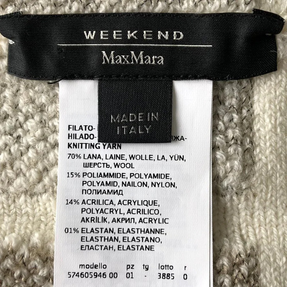 Max Mara Weekend Wool Blend Infinity Scarf Cream Tan Brown Gray Sz OS NWOT - Picture 8 of 11